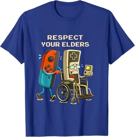 Respect Your Elders Gaming Control Retro Funny Gamer T-Shirt Y2k Sarcastic Joke Saying Tee Novelty Top Gift Short Sleeve Blouses