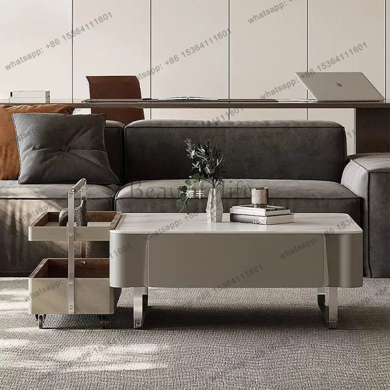 Italian simple slate saddle coffee table microcrystalline stone is now a minimalist high-end square combination living room