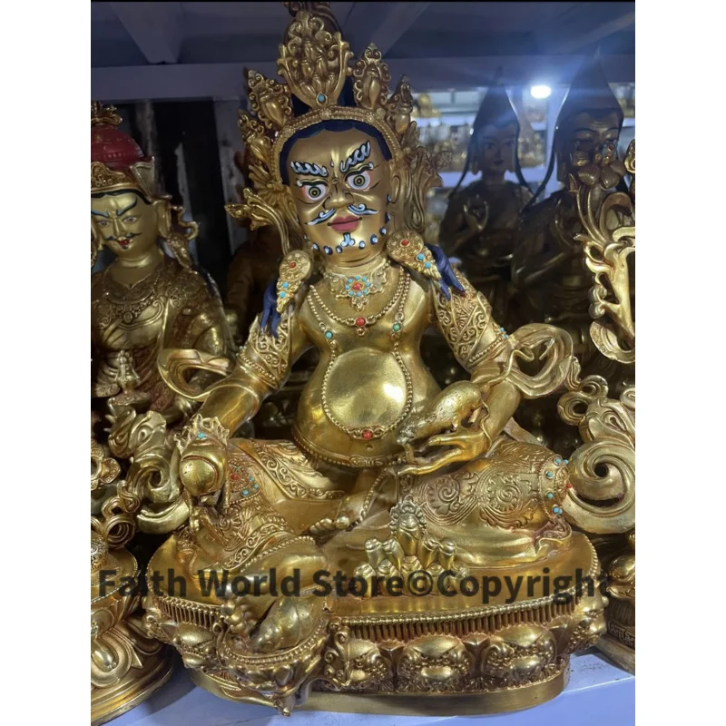 30cm Nepal Tibet Buddhist TOP High grade copper Buddha statue God of wealth fortune Worship home Family GOOD LUCK Jambhala