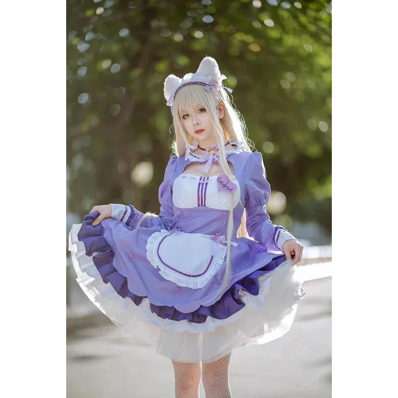 

Аниме Nekopara Vol.4 Косплей Костюм Шоколадно-ванильное милое платье горничной Карнавальная вечеринка Кошка-девушка Рай Розовая синяя юбка Лолиты;