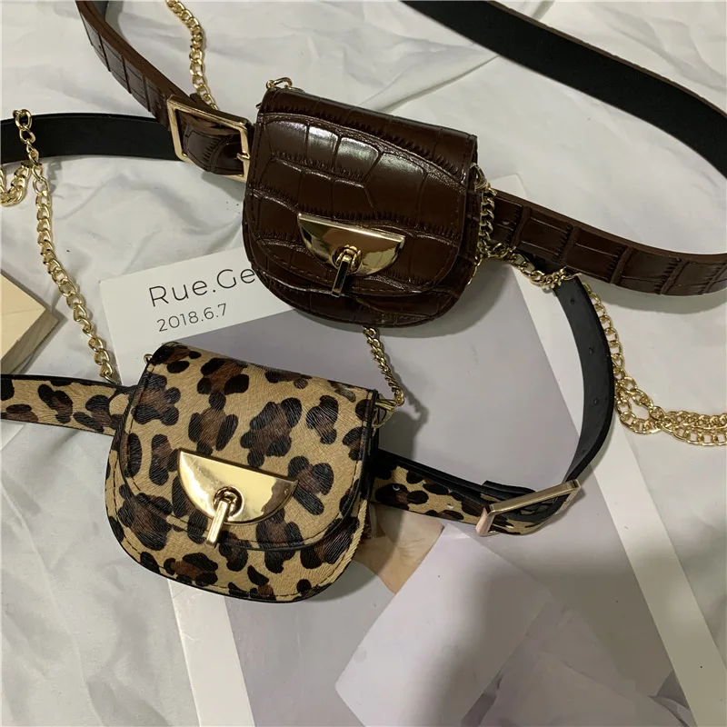 Personality Y2k Aesthetic Harajuku Mini Bags Women Fashion Leopard Belt Shoulder Handbags Streetwear Casual Waist Packs Trendy