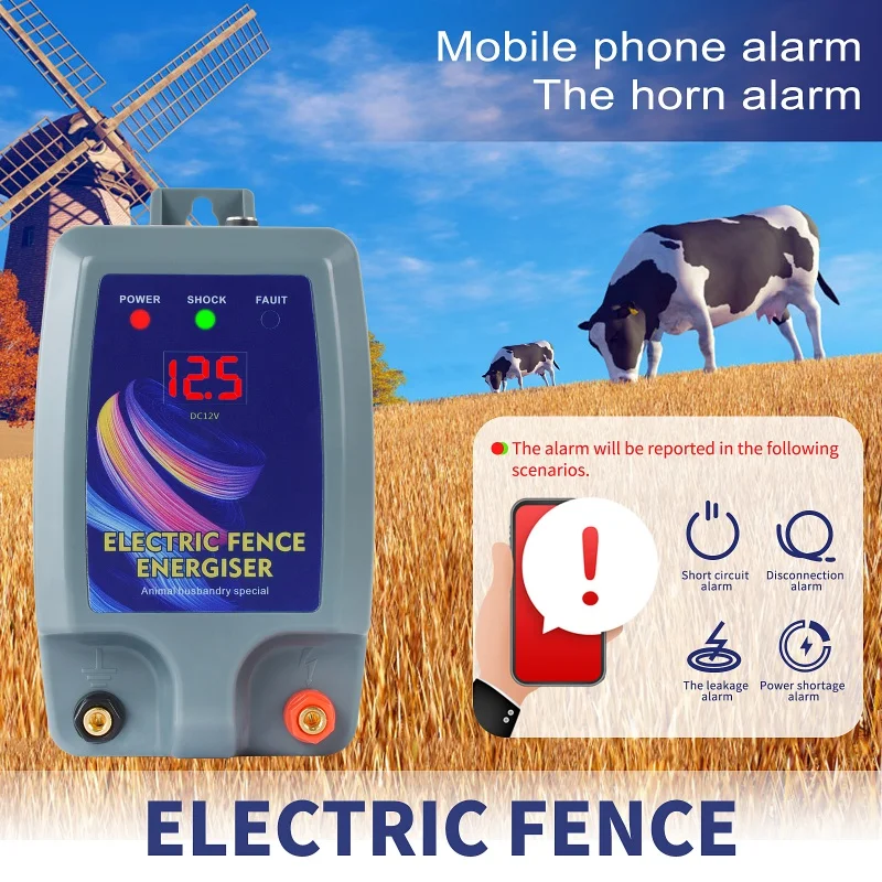 Imagem -02 - Electric Fence Energizer For Animals Farm Carregador Lcd Alta Tensão Controle de Pulso Pastor para Gado Fazenda 10km