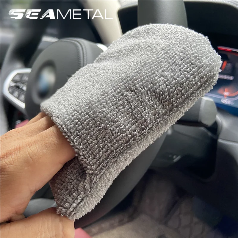 SEAMETAL 5pcs Soft Microfiber Car Wax Applicator Mitts Polishing Sponge Wax Foam Applicator Pad for Car Cleaning Accessories