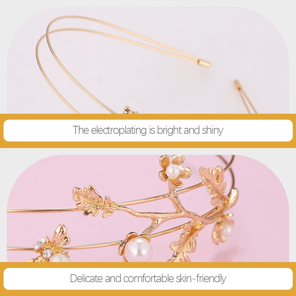 

Pearl Headband Girls Headdress Hairhoop Female Decorative Wedding Accessories Elegant Hairband Lightweight Alloy Imitation