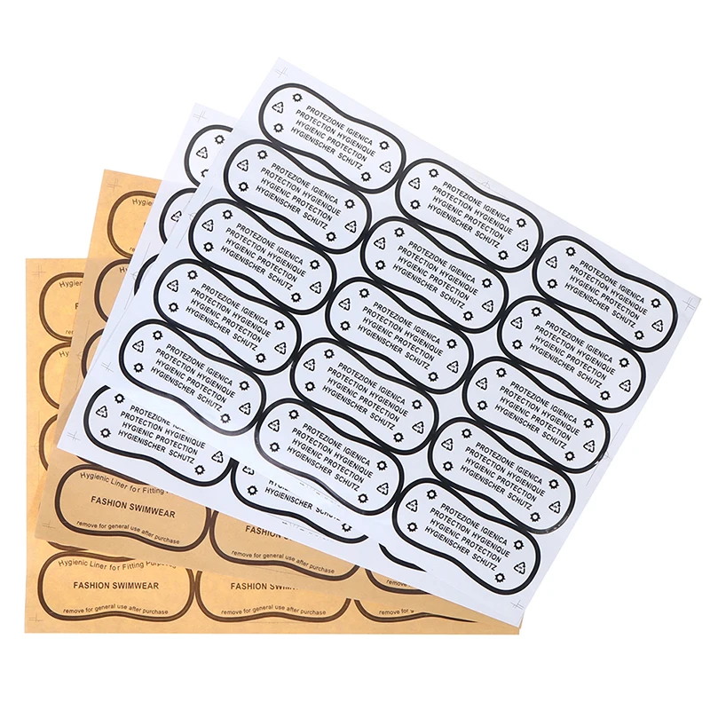 30Pcs/lot 4X10cm Hygiene Label Clear Tape Swimwear Lingerie Swimwear Underwear Adhesive Bikini Try On Label Stickers