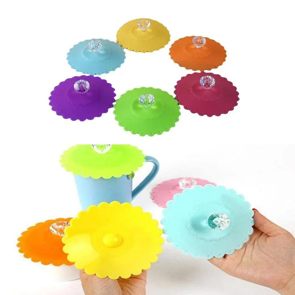 Silicon Dust Proof Lids Cup Lid Reusable Cute Sealing Suction Cup Mugs Cover Dustproof Leakproof Tea Coffee Lid Cup Accessories