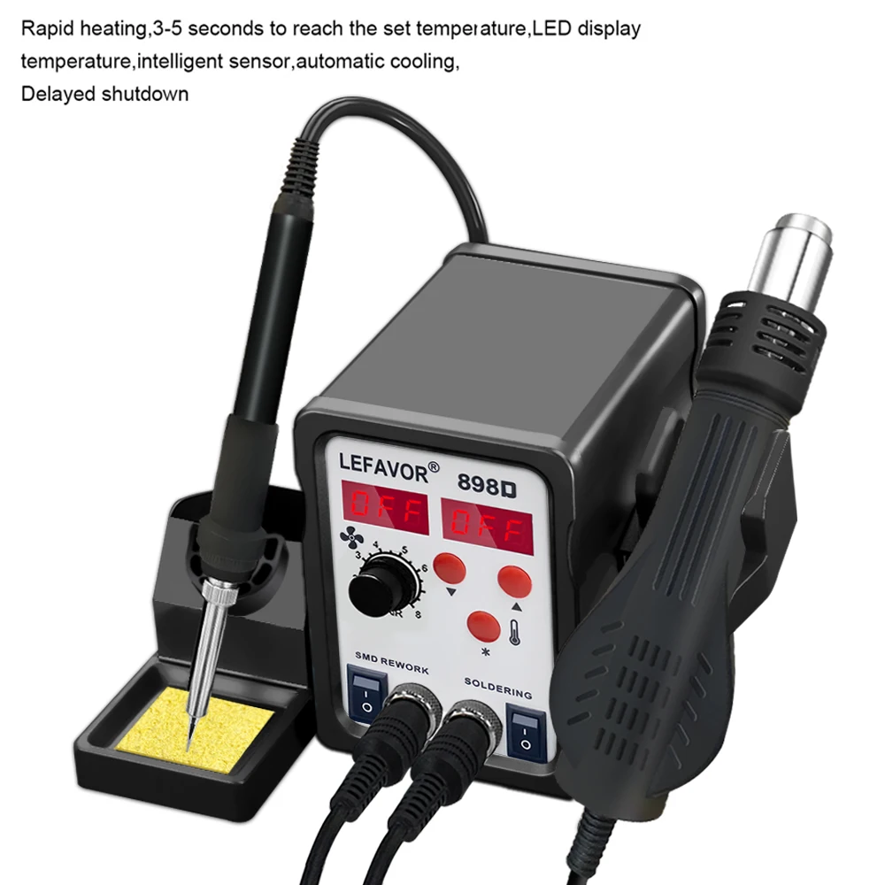 898D Soldering Stations 2 in 1 Hot Air Gun Electric Soldering Iron heat gun Rework Station For Phone PCB IC SMD BGA Welding