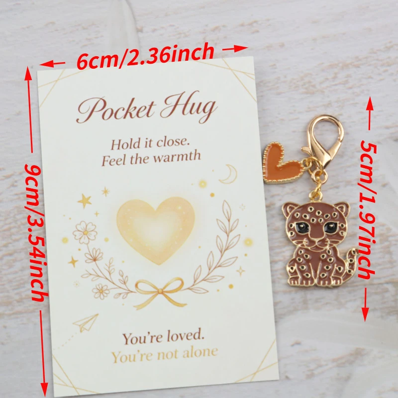 12pcs 2dCute Leopard Series Keychain Set Comes with a pocket-sized hug card Can write blessing messages Universal holiday gifts