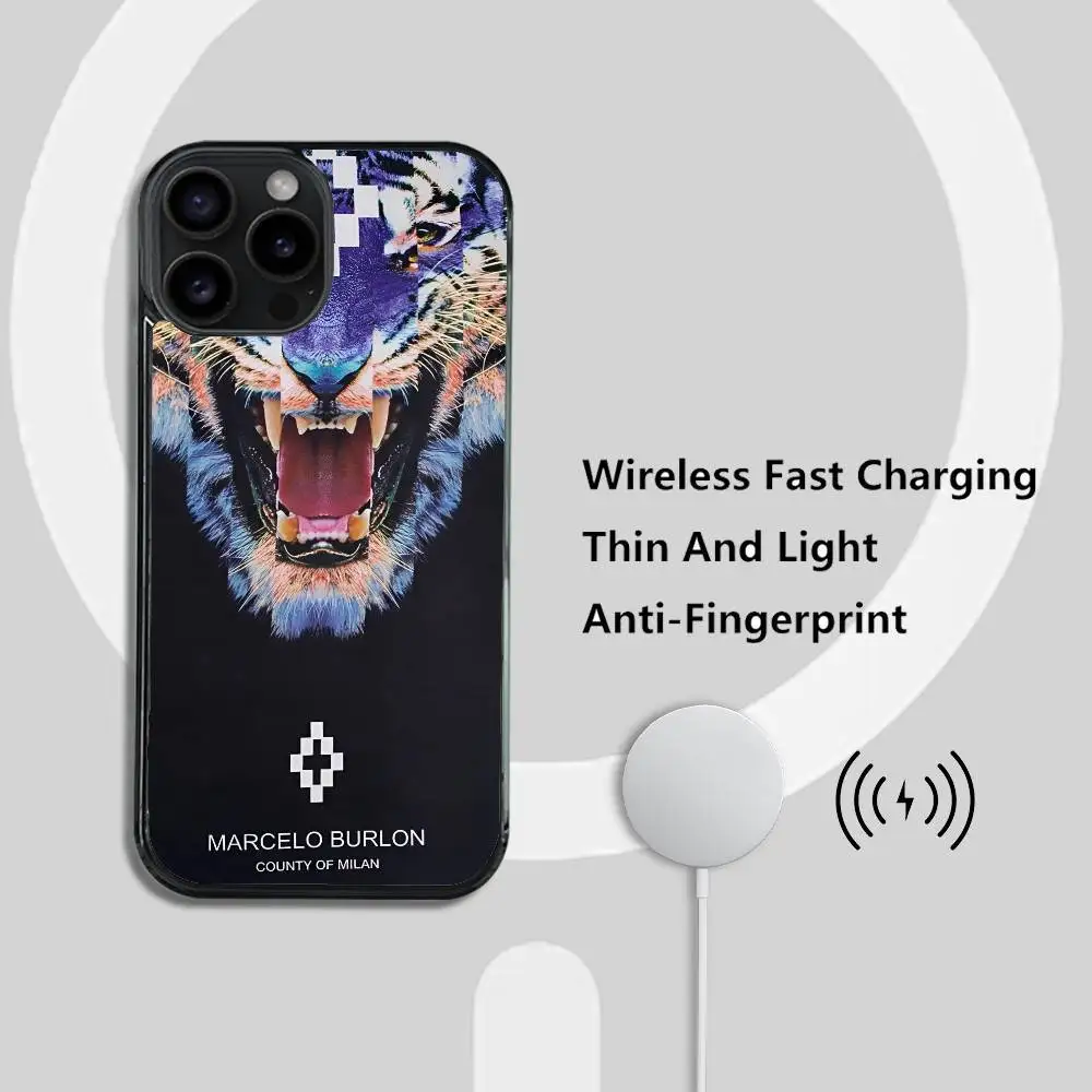 Epc Marcelo Burlon County Of Milan حافظة هاتف مغناطيسية قوية لهاتف آيفون 16 15 14 13 Pro Max 11 12 Mini لـ Magsafe