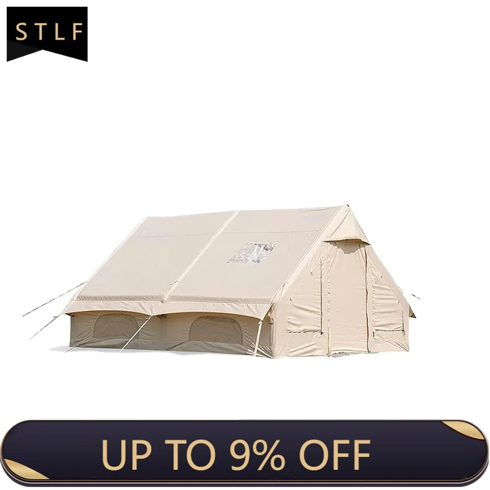 Inflatable Camping Tent UNIISTRENGH 4-8 Person 4-Season Waterproof Oxford Fabric with Hand Pump Easy Setup Glamping Tent with Ca