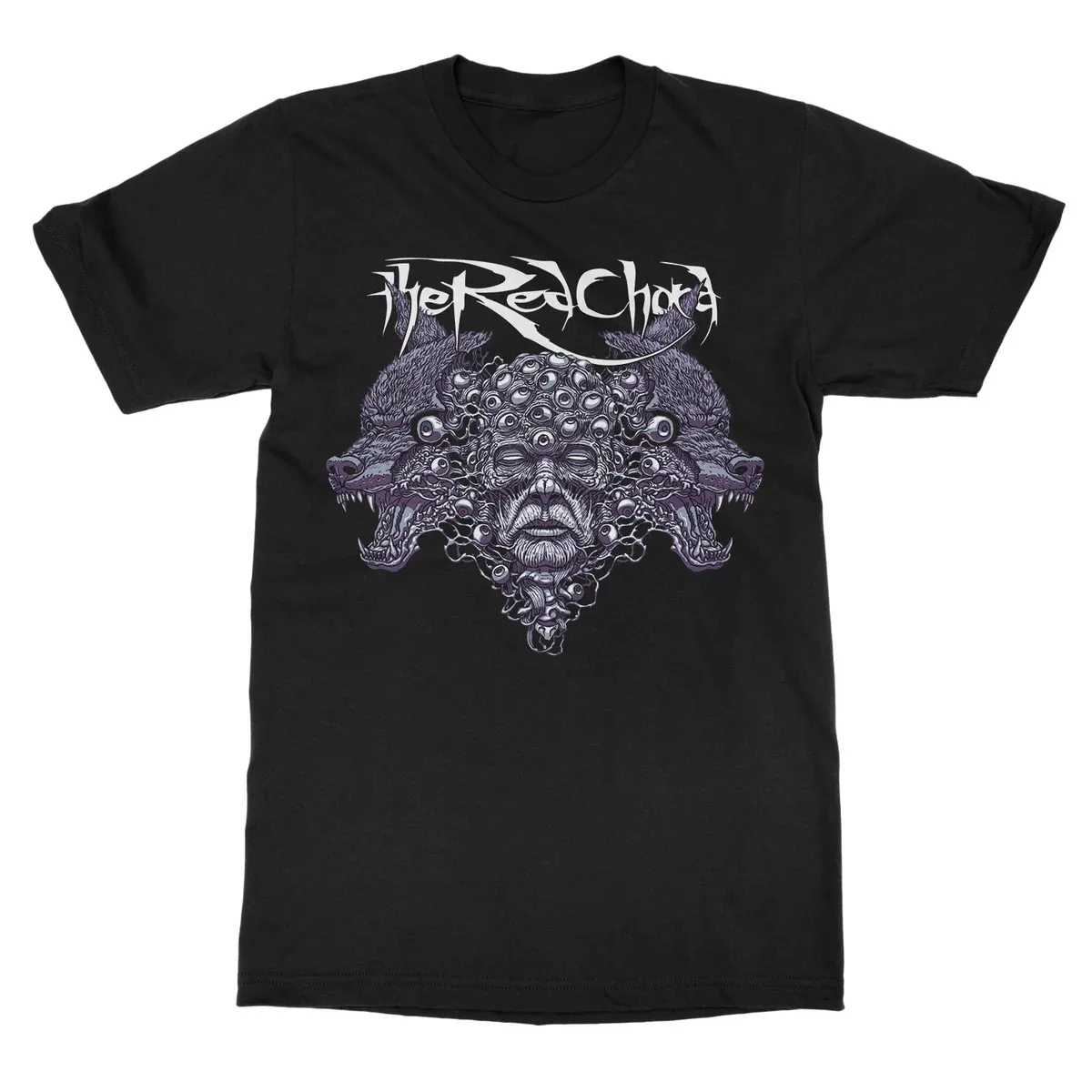The Red Chord Horror Wolf and Multi Eyed Creature Print T Shirt, Grotesque Dark Death Rock Graphic, Death Metal Rock Tee