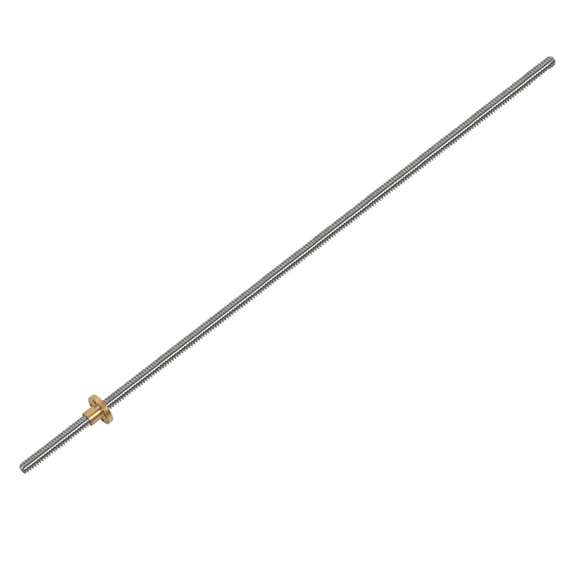 500Mm T8 Lead Screw And Brass Nut (Acme Thread, 2Mm Pitch, 4 Starts, 8Mm Lead) For 3D Printer Z Axis