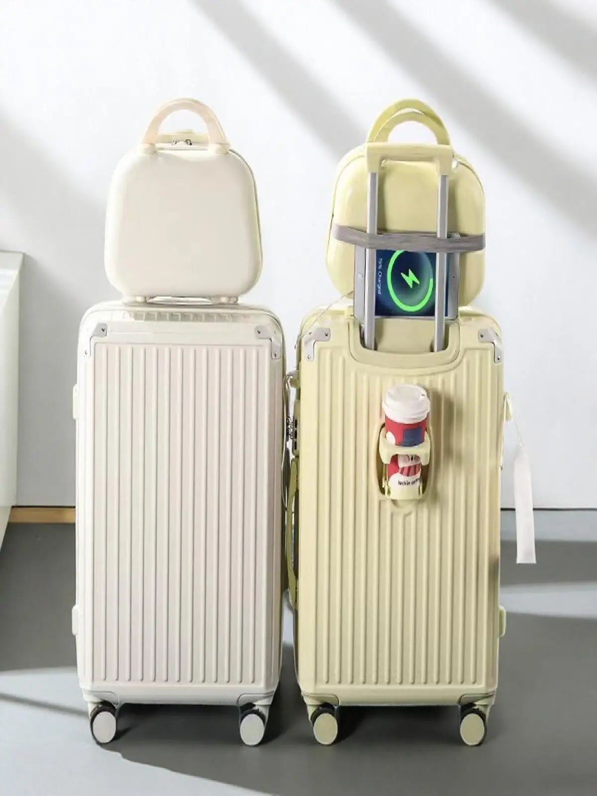 厚みのある大容量小型荷物用キャリーオンスーツケース、耐久性のあるパスワードボックス付き、頑丈なミニチュアトラベルバッグ（ローリングホイール付き）