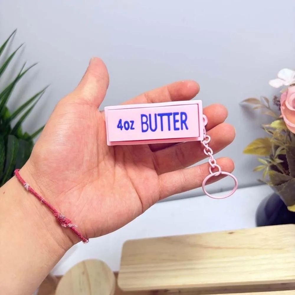 Simulation Shape Butter Block Keychain PVC Pocket Size Sensory Key Ring Lightweight Crisp Click Mechanical Sound Gadget