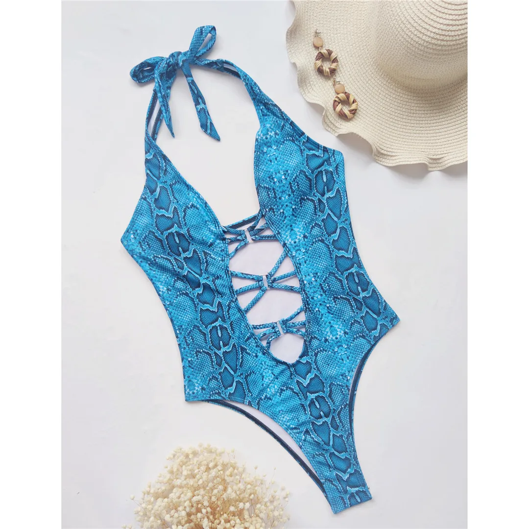 Neuer, aufregender Monokini-Badeanzug für Damen mit Schlangenhautmuster, einteiliger Badeanzug, figurbetonter Schnitt, Badebekleidung, Badeanzug für Damen, V3056. – Detail 28