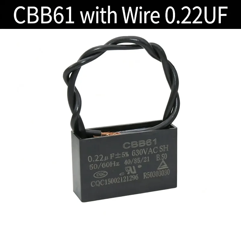 Blower capacitor CBB61 0.22/0.33/0.47/0.5/0.6/0.68UF exhaust fan range hood capacitor 630V 1~10UF