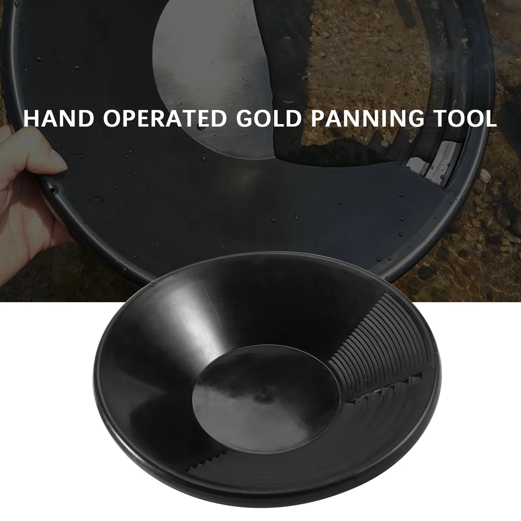 Black Plastic Gold Pan Basin Mining Dredging Prospecting for Sand Gold Mining Manual Wash Gold Panning Equipment