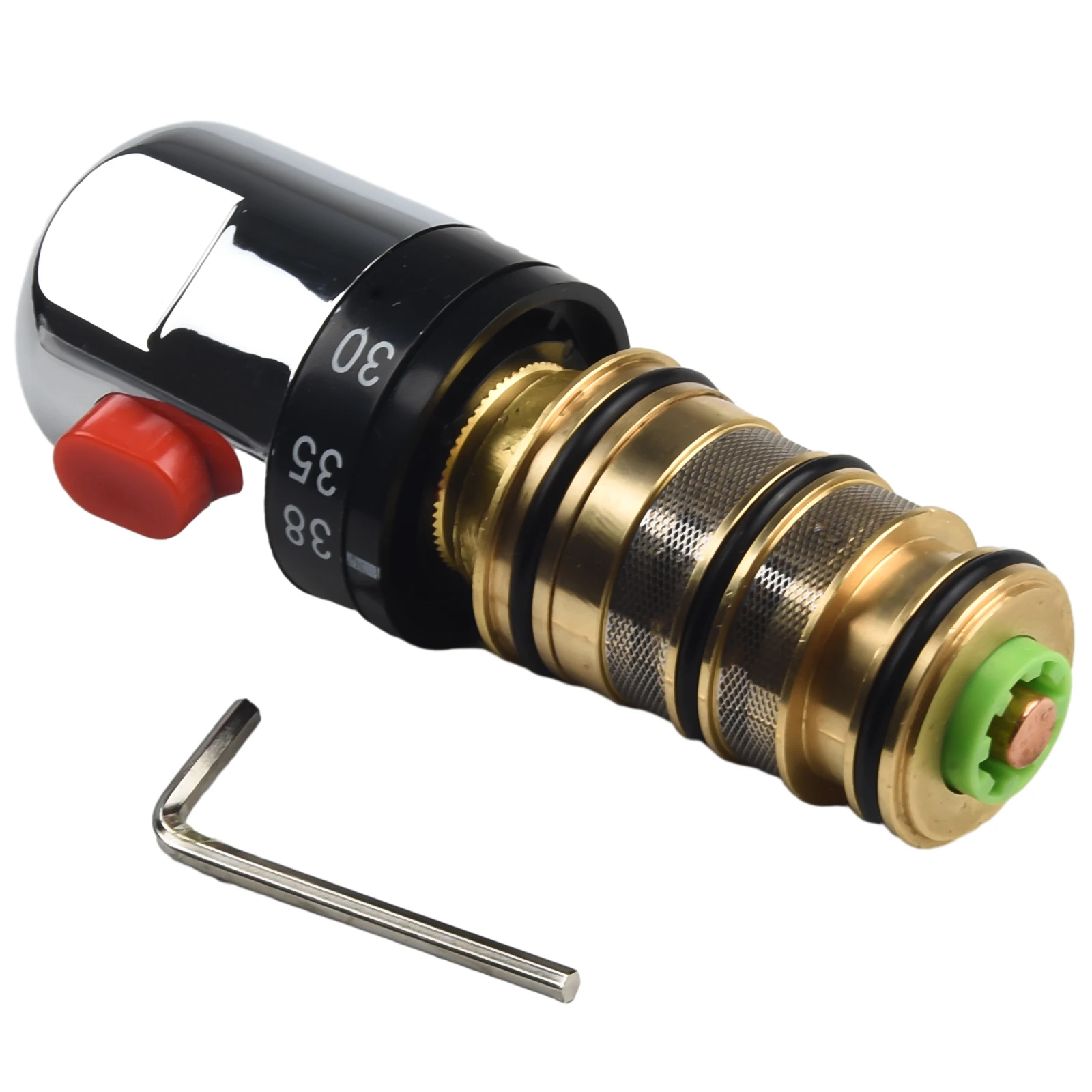 Thermostatic Cartridge Valve Repair Kit with Brass Material for Bath Shower Mixer Featuring Safety Stop Button