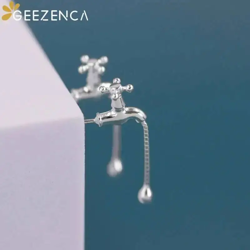 GEEZENCA 925 Sterling Silver Simulation Faucets Dangle Earrings For Women Original Design Creative Chic Funny Earring 2023 New