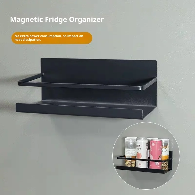 

Magnetic Refrigerator Organizer Rack Kitchen Storage Shelf No Drilling Required Side Hanging Design for Efficient Pantry Managem