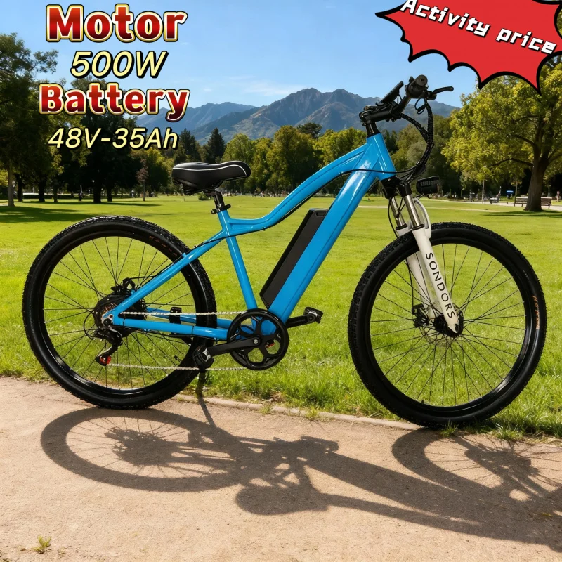 

500W motor electric bicycle, 26-inch aluminum alloy frame, 48V35ah ultra-long battery life mountain bike, urban mobility bicycle