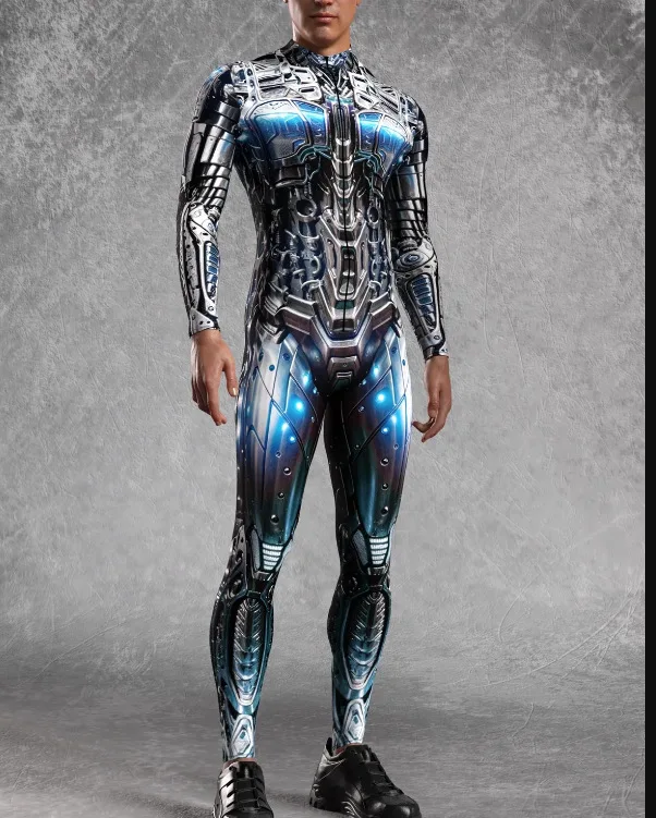 Halloween Schwarz-Weißes Spinnennetz Cosplay Bodysuit Kostüm Karneval Kunst Slim Jumpsuit Performance Karnevalsparty Zentai – Detail 2