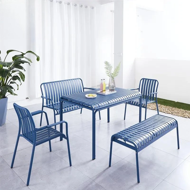 Outdoor Metal Table and Chair Set Patio Terrace Garden Cafe Leisure Furniture Creative Color Design for Outdoor Use