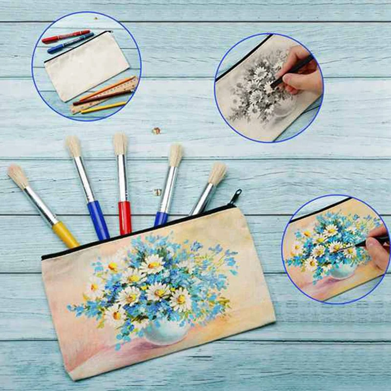 200 шт., холщовая сумка на молнии, пенал, косметичка, пустая сумка, сумка для рукоделия, косметичка, косметичка, школьная сумка для рукоделия