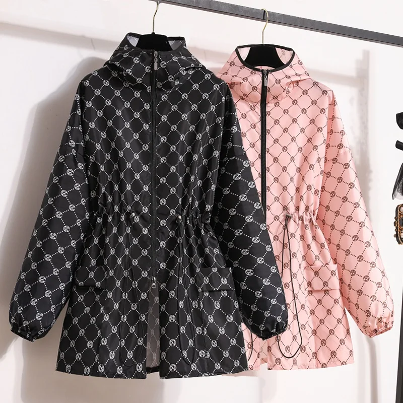 Adult Hooded Windbreaker Long Sleeve Outerwear Waterproof Oil-resistant Workwear Waist-cinching Jacket Coat for Spring Autumn