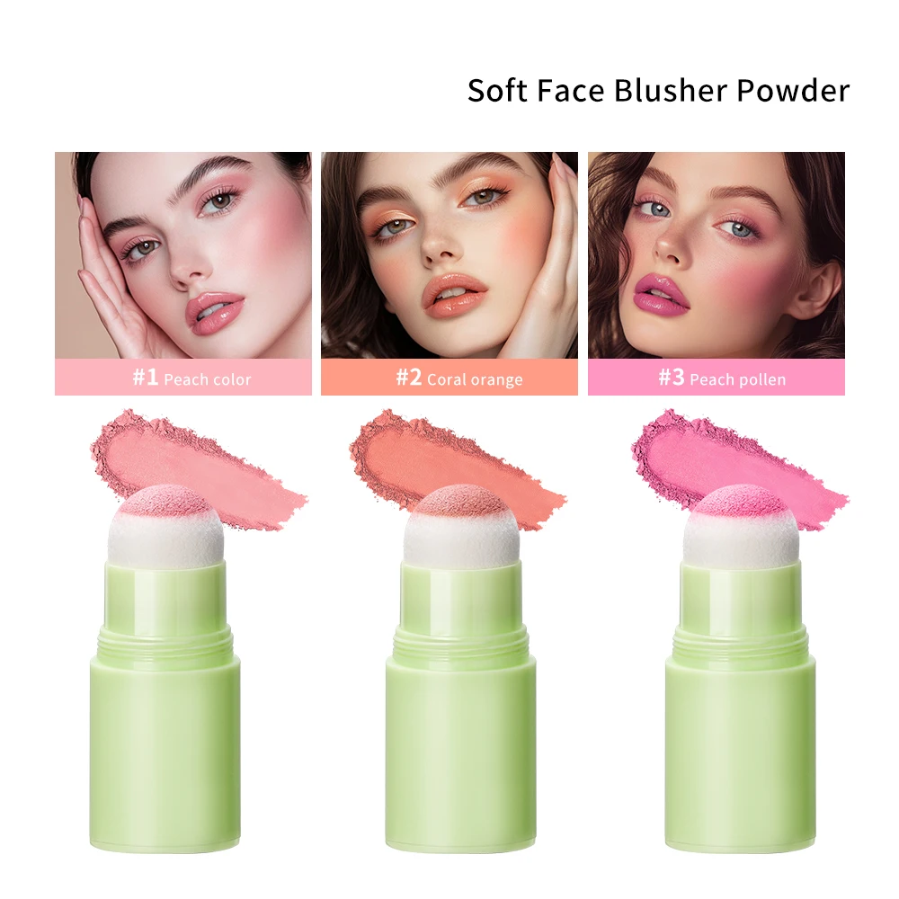 Soft Face Blush Stick Waterproof Multi-Use Fine Lightning Blush Makeup 3 Colors Blusher Powder Cheek Tint Korean Cosmetics