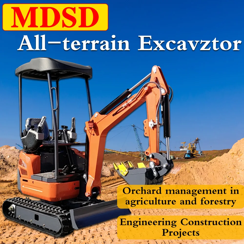 Free Shipping 1.2 Ton 1.5Ton Mini Excavator With Attachments Multi-Purpose Excavator For Kubota Engine Powerful For Landscape