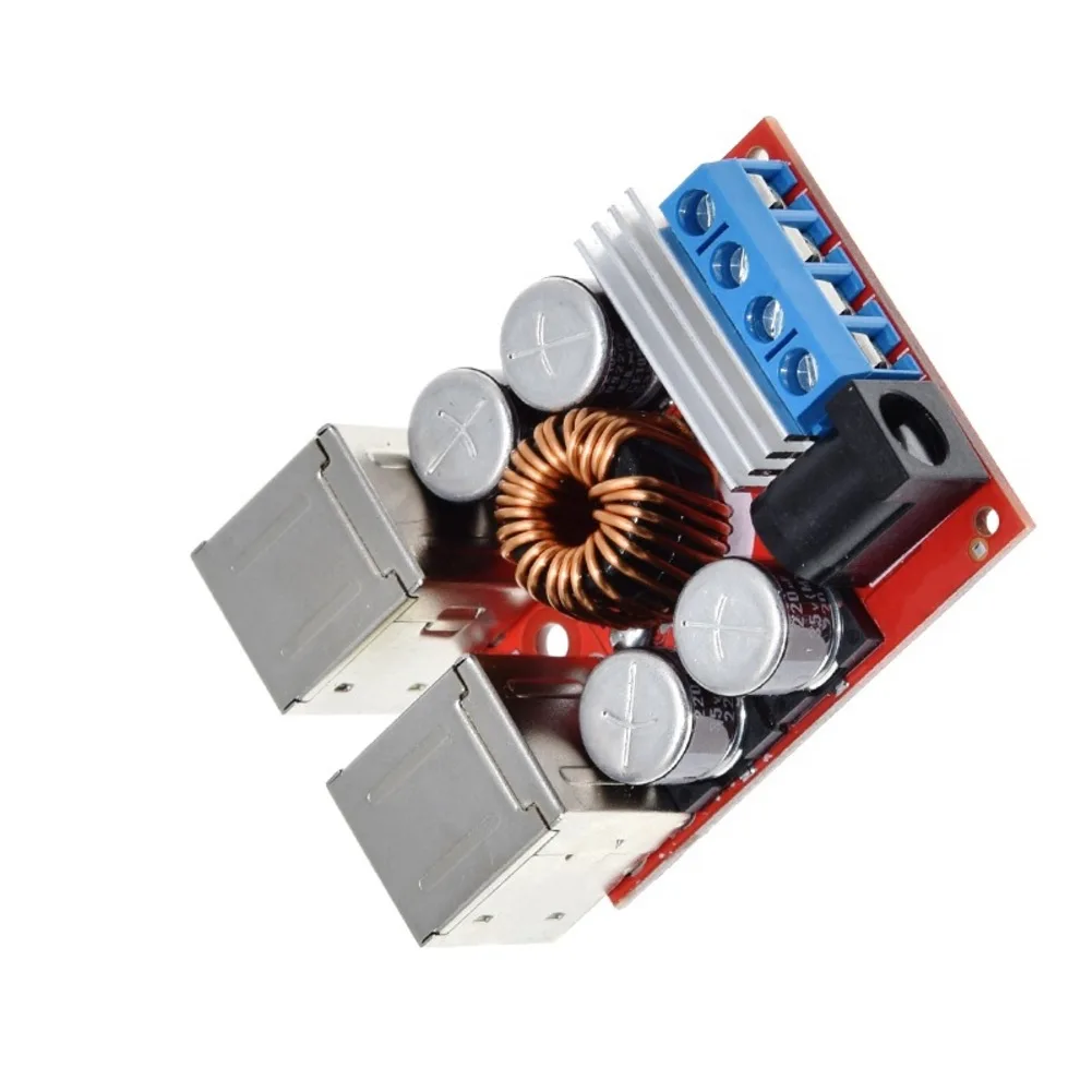 Red 8A 4 Port USB DC DC Car Board 8V 35V Input To 5V Output Step Down Power Supply Module For Vehicle Electronics