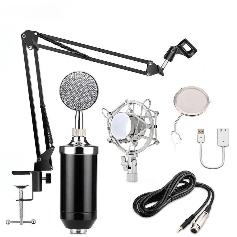 Hot Sale Professional Condenser Microphone BM-8000 With 3.5mm Plug ,NB-35 stand,shock mount,USB Card