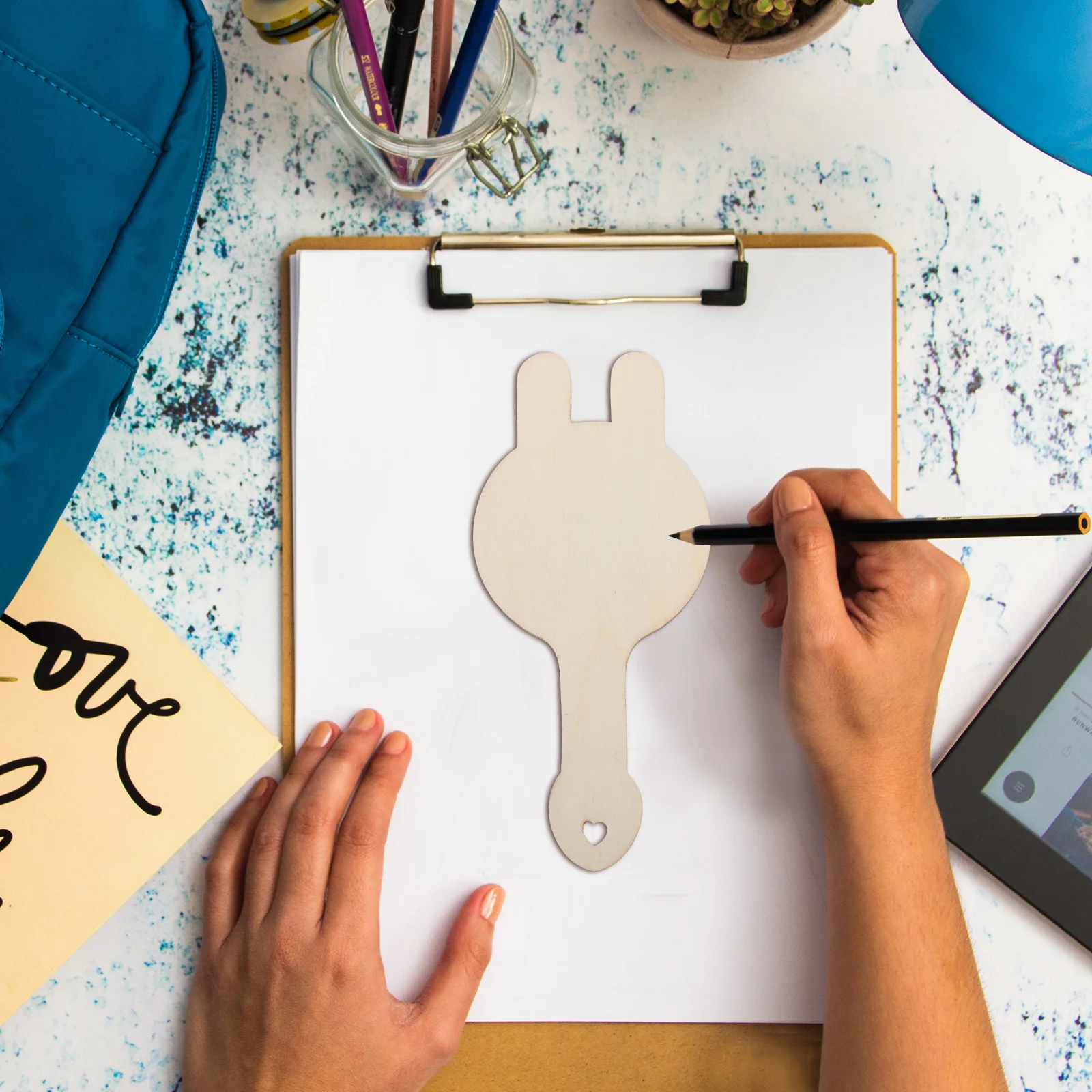 8 قطعة المرايا الخشبية المحمولة لتقوم بها بنفسك مرآة خشبية غير مكتملة الفنون الحرف الاطفال ملحق منضدة الزينة عرض مرآة خشبية #2