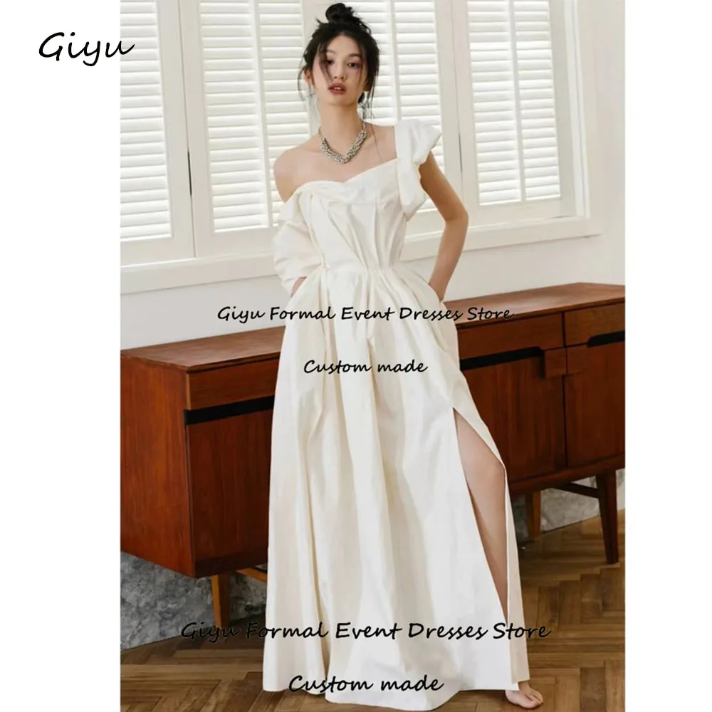 

Giyu Simple A-line Korea Wedding Dress Photo Shoot Side High Slit Floor-Length Vestidos Novias Boda 2024 Bridal Gown