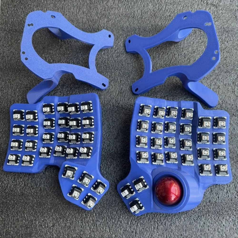 Charybdis Split Keyboard Kit Custom Bluetooth Wired Dual-mode 4x6 Blue Keyboard MX Switch Trackball Split Mechanical Keyboard