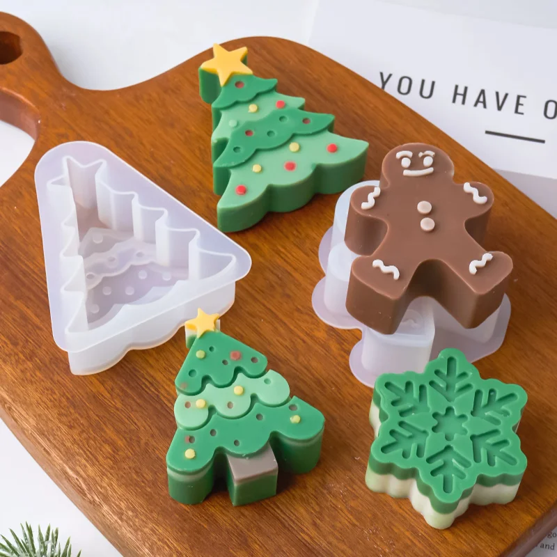 ضروري لشجرة عيد الميلاد ثلج سيليكون قالب شمع DIY الإبداعية اليدوية الصابون الأيائل الراتنج هدايا العيد ديكور المنزل سطح المكتب