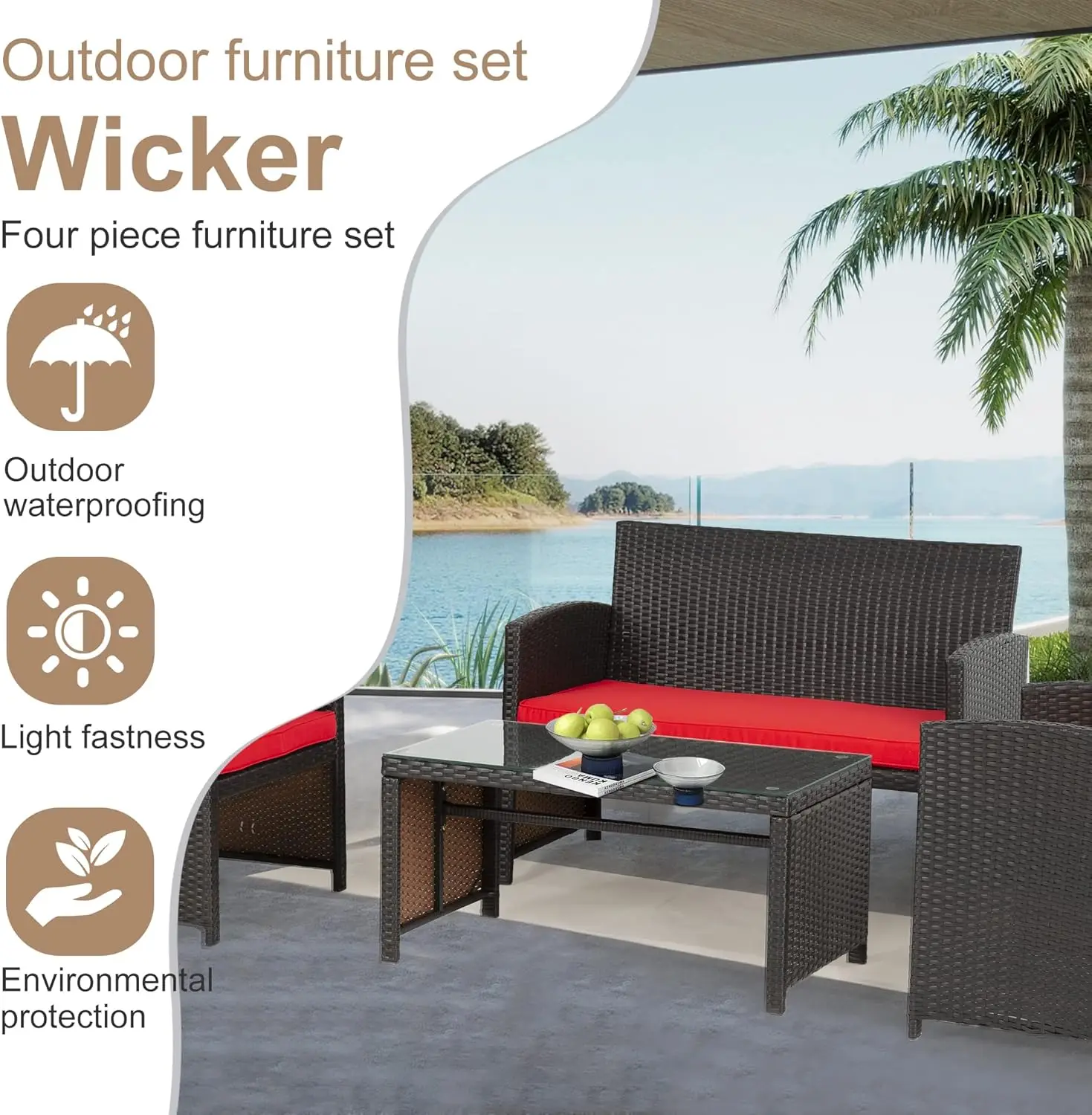 Terrassen möbel Sets Rattan Stuhl Terrasse Set Korb weide Gesprächs set