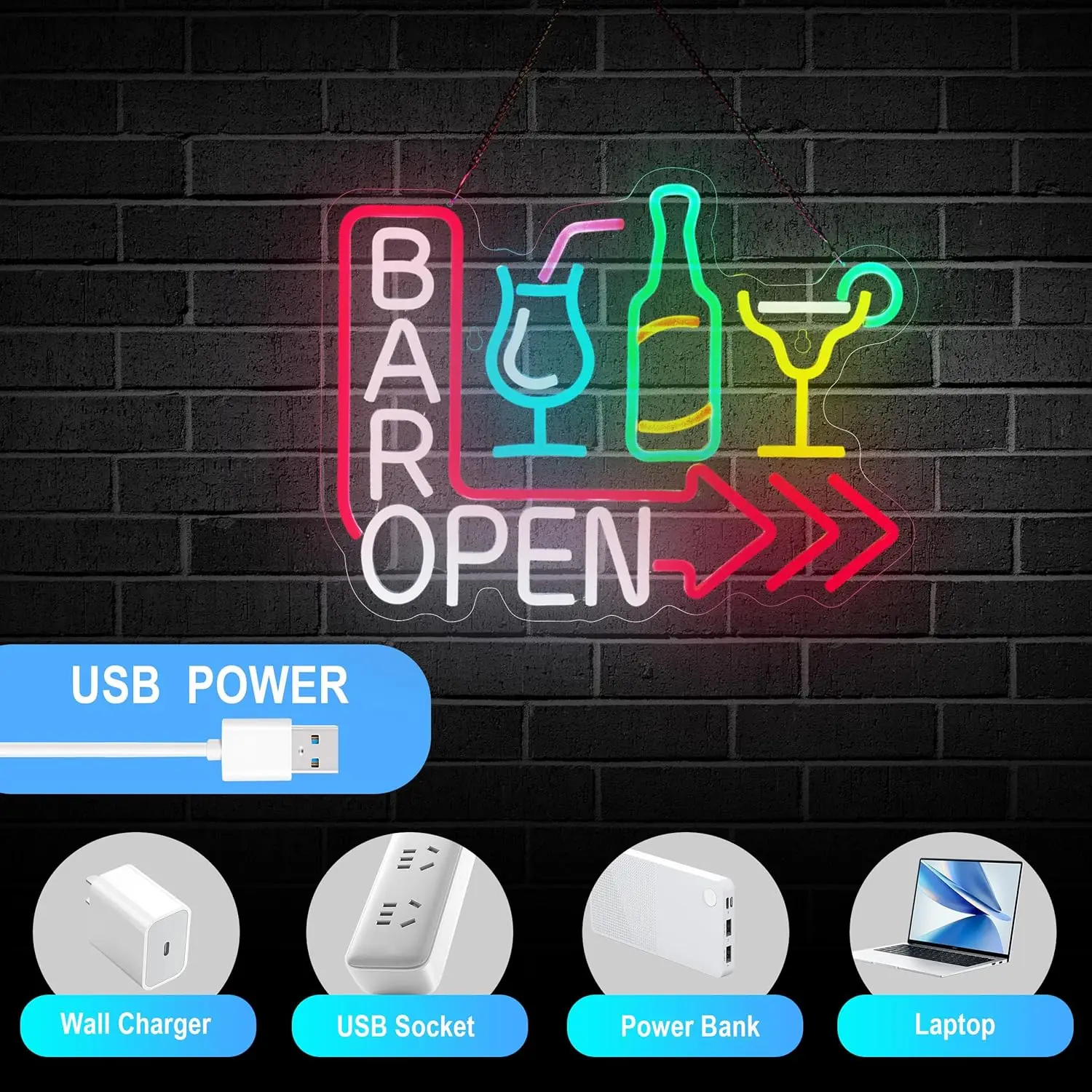 شريط مفتوح النيون ل عكس الضوء USB المفتوحة البيرة بار مصباح ليد للحانة الأعمال حفلة رجل كهف الكوكتيلات بيسترو ديكور علامة ترحيب