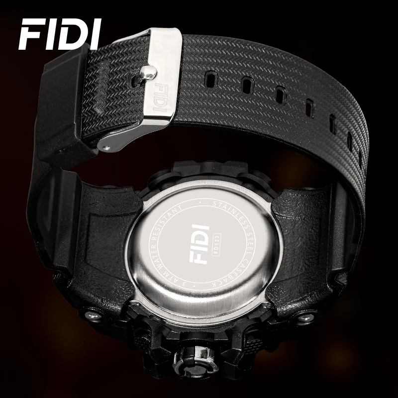 FIDI New Arrival World Time Plastic Soft Strap Classic Digital Sport Trendy Watch Electronic Chrono Watch FD123