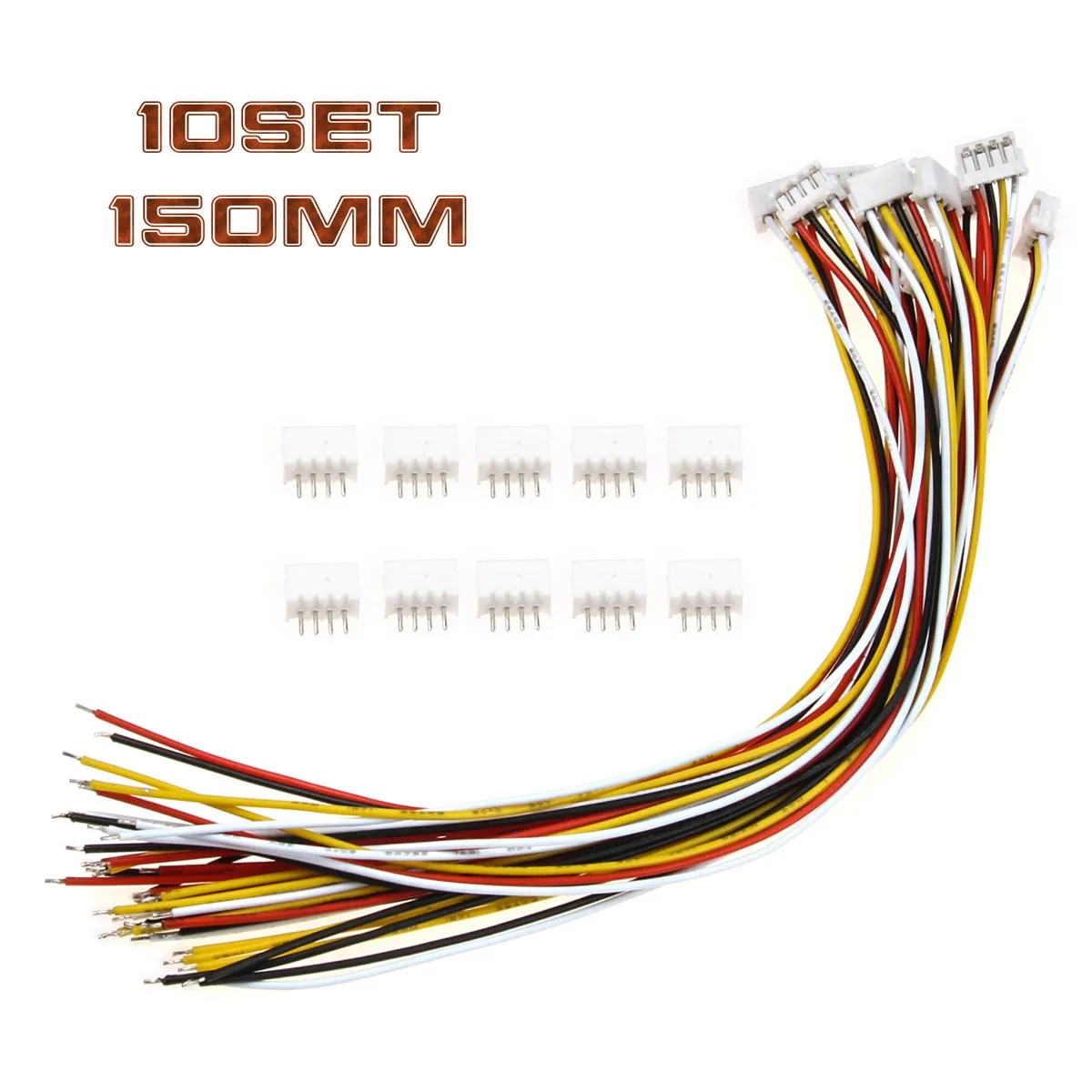 10 Sets ZH-1.5 JST 4 Pin Electronic Line Single Connect Terminal Plug 28AWG Pin Connectors With150mm Wire Cable Connector