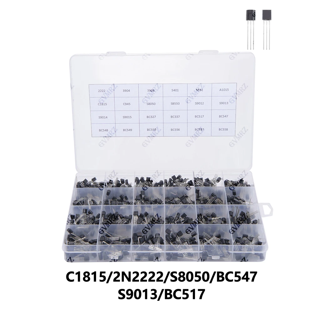 840PCS 24Values TO-92 Transistor Assortment Kit 2N2222 S8050 BC547 Box for Electronics DIY Projects S8050 BC547 Component