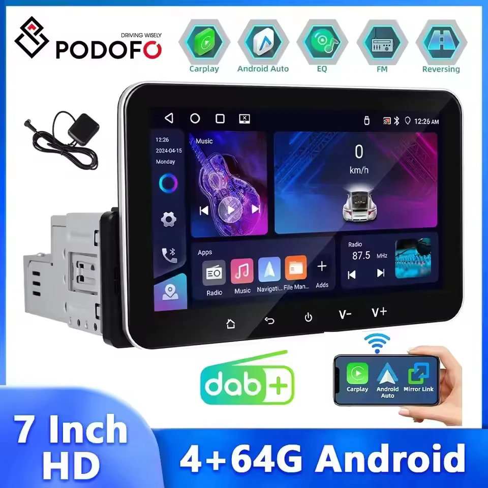 Podofo 4+64G 1Din C…