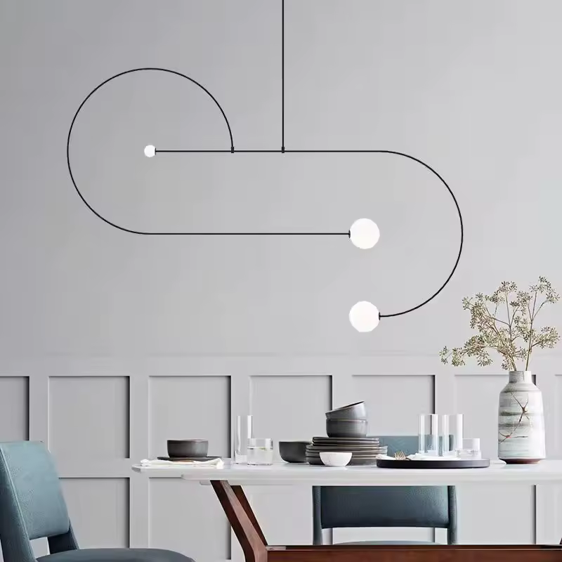 Lampadario Mobile nordico moderno ferro U Line minimalista nero e oro lampada Designer cucina isola camera da letto decorazione