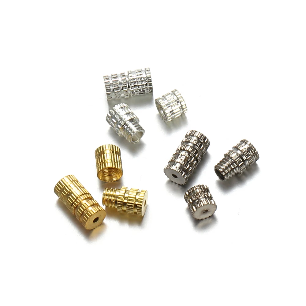 100pcs 4x7mm Cylinder Fastener Buckle Closed Beaded End Clasp Screw Clasps Hook for Bracelet Necklace Connectors Jewelry Making