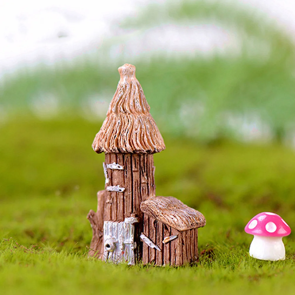 

8Pcs Resin Micro Landscape Ornaments Castle Shaped Desktop Crafts Mini House Decorations Succulent Plant Props for Home Office