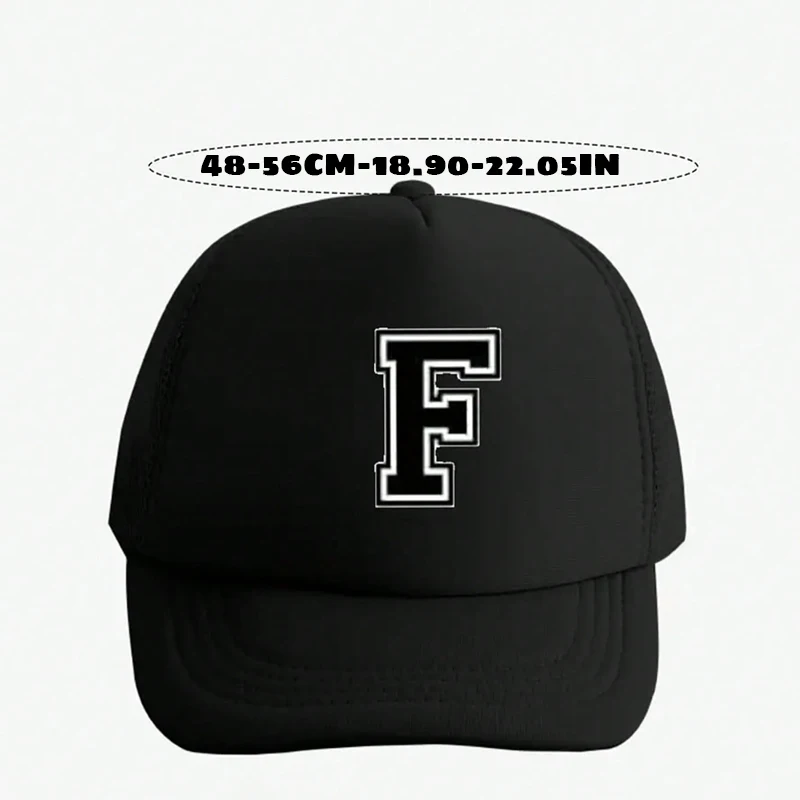 قطعة واحدة من قبعة بيسبول مكونة من 26 حرفًا للأطفال، قبعة شمسية شبكية عصرية ومتعددة الاستخدامات قابلة للتنفس، مناسبة للنزهات اليومية #3