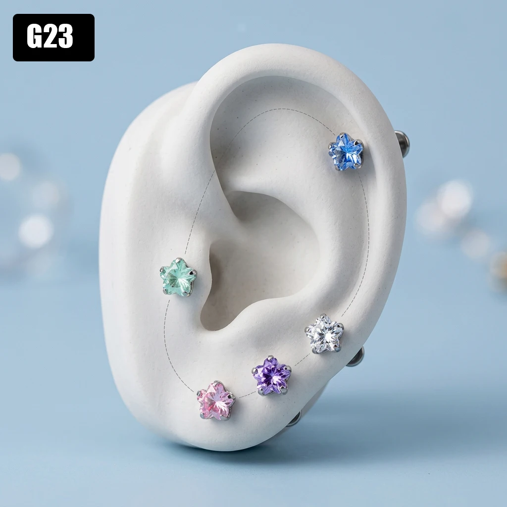 F136 Flower Cut Earring Spiral Floral  Ice Blossom Design Earrings Women Adult Beautiful Unique Charm Everyday Wearing Piercing