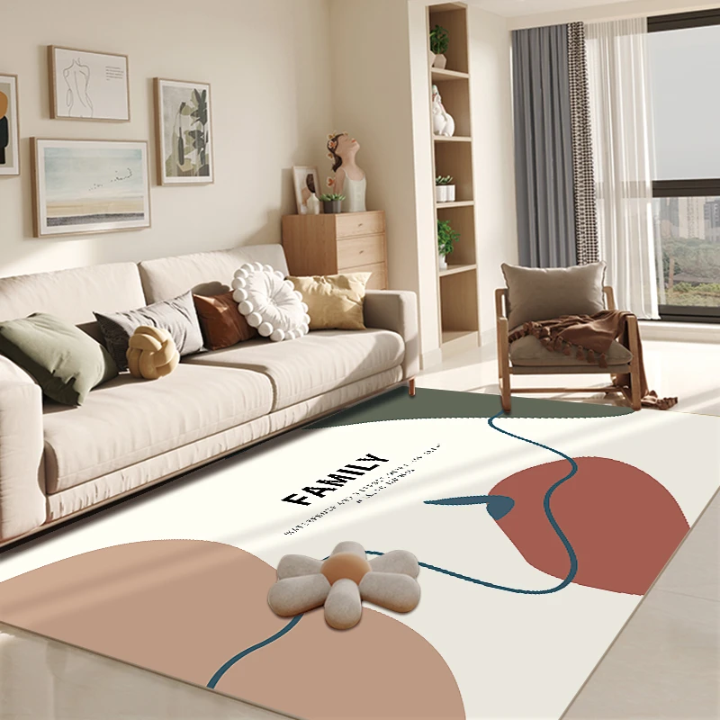 

PVC Scrubable Leather Carpets Morandi Living Room Decoration Rugs Kitchen Oil-Resistant Anti-Slip Rug Large Area Balcony Carpet