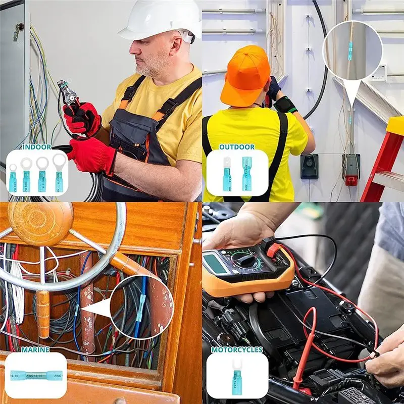 DT39 480PCS Heat Shrink Wire Connectors Kit Marine Grade Electrical Butt Connectors AWG22-10 Ring Fork Spade Butt Splice for
